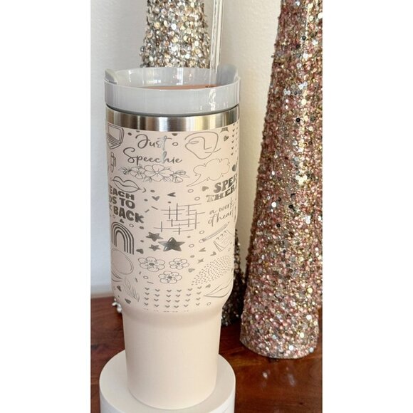 Tumbler Speech Therapist Laser Engraved 40oz Hot or Cold Beverage - Picture 4 of 15